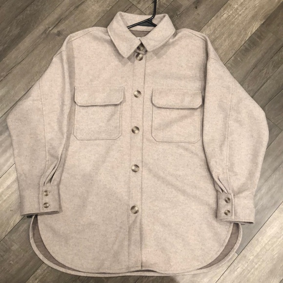 H&M Light Beige Melange Jersey Shacket - Picture 7 of 8